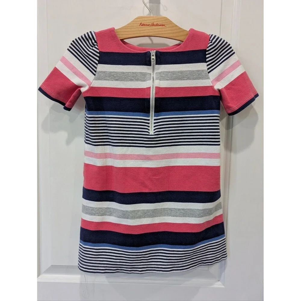 Gymboree Kids A Line Dress Nautical Stripes Pink Blue Gray Short Girls Size 6